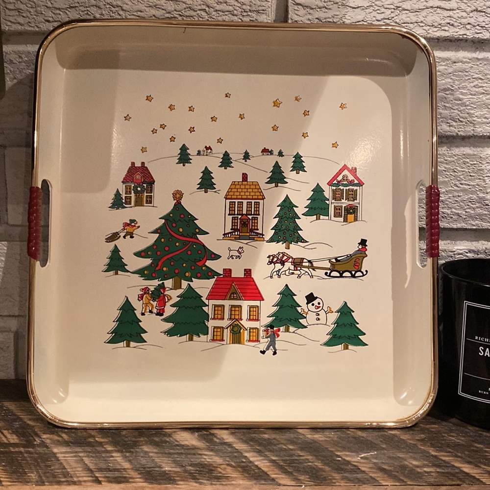 Vintage Christmas Heritage 3 Piece Tray Set